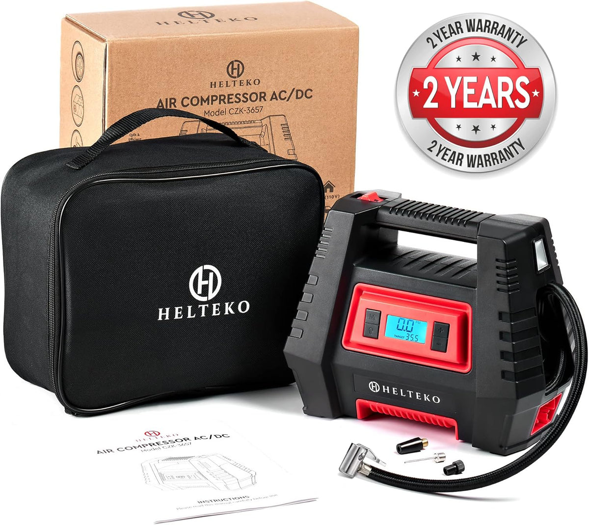 Portable AC/DC Digital Tire Inflator Air Pump T1223