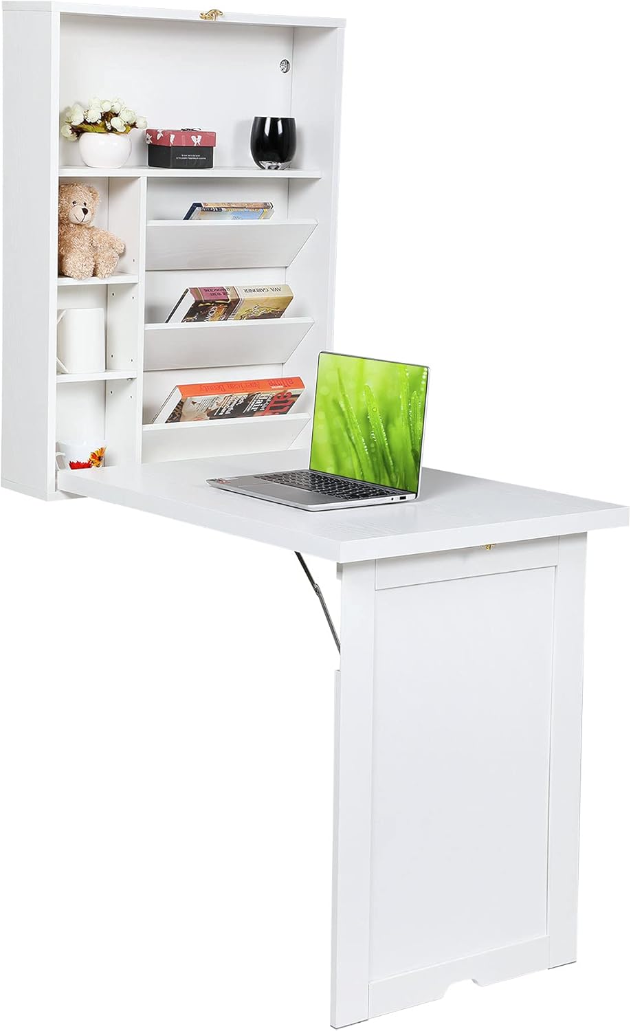 Wall Mounted Fold Down Desk with Storage Shelves E20900