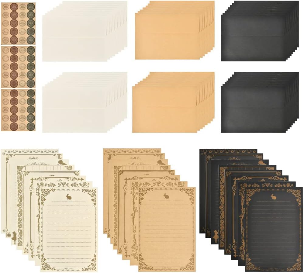 96 Sheets Vintage Stationary Paper and Envelopes Set U144825