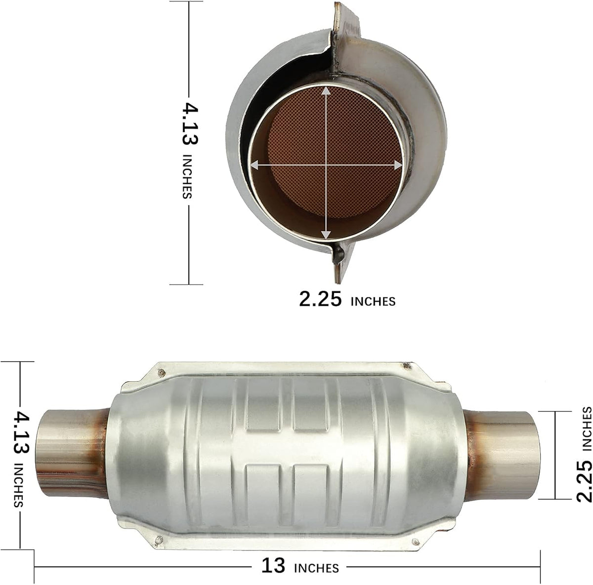 2.25 Inlet/Outlet Universal Catalytic Converter with O2 Port H174