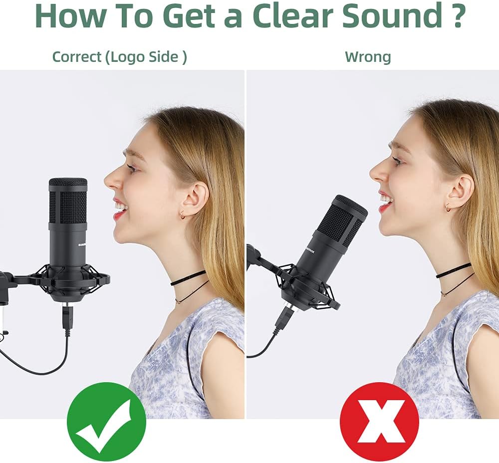 Professional Studio Cardioid Condenser Microphone Kit with Sound Card Boom Arm Shock Mount Pop Filter, Pack of 2 G9093