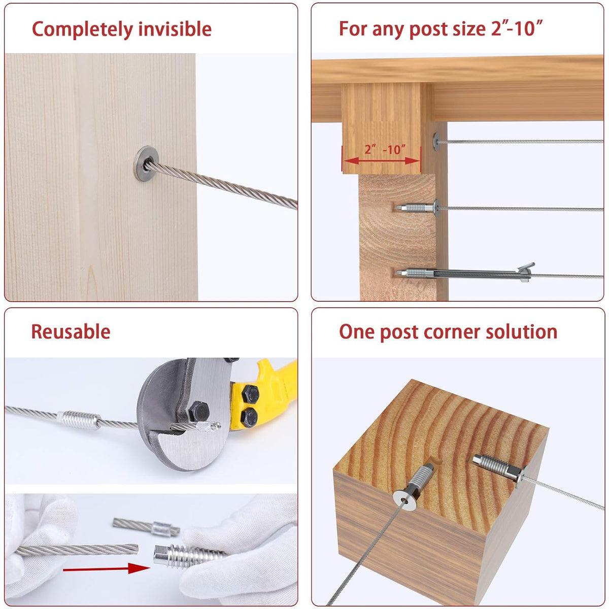 20 Pack 3/16 Invisible Cable Railing Kit T316 Stainless Steel I7725
