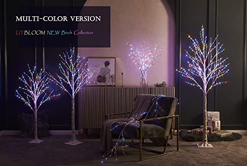 Lighted Twig Birch Tree with 8 Functions 4FT 200 Warm White and Multi Color LED Lights F355