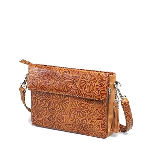 Tooled Cowhide Concealed Carry Handbag R4688