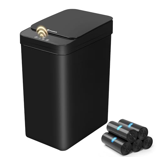 2.6 Gallon Automatic Motion Sensor Black Trash Can E515