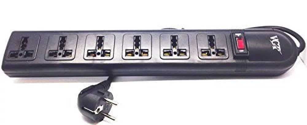 220/240 Volt 6-Universal Outlet Power Strip and Surge Protector 13 Amp Q7705