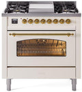 36 Dual Fuel Propane Gas Range Antique White Brass Trim G1629