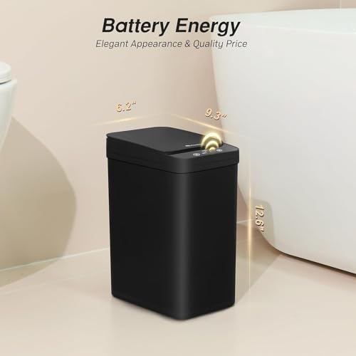 2.6 Gallon Automatic Motion Sensor Black Trash Can E515