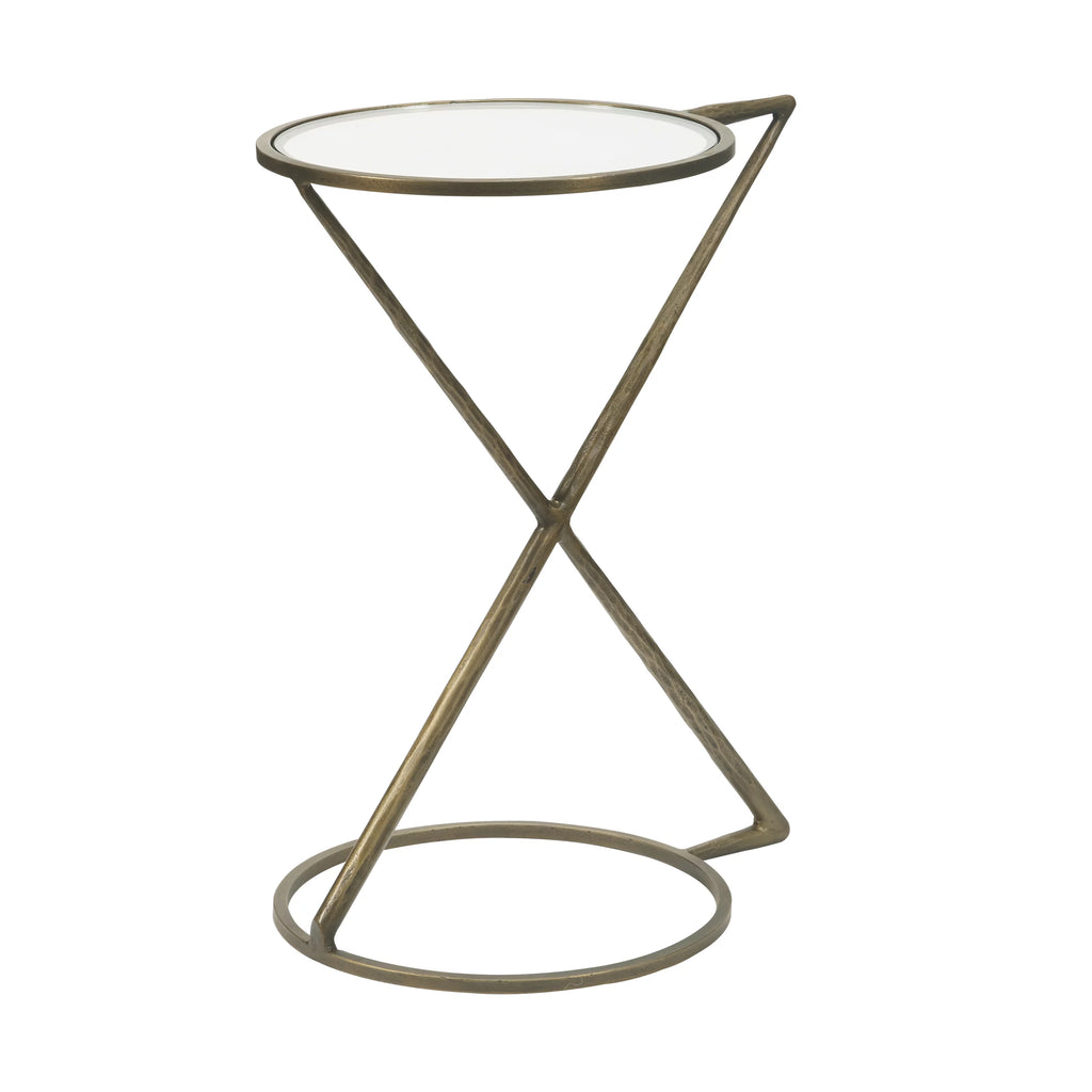 Iron Side End Table with Glass Top K6882