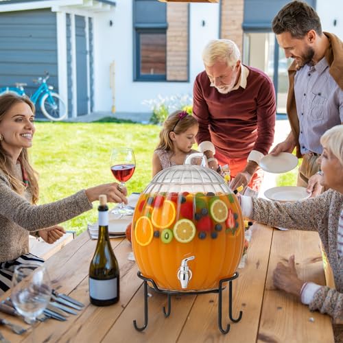 1.3 Gallon Glass Beverage Dispenser with Stand and Spigot X809824