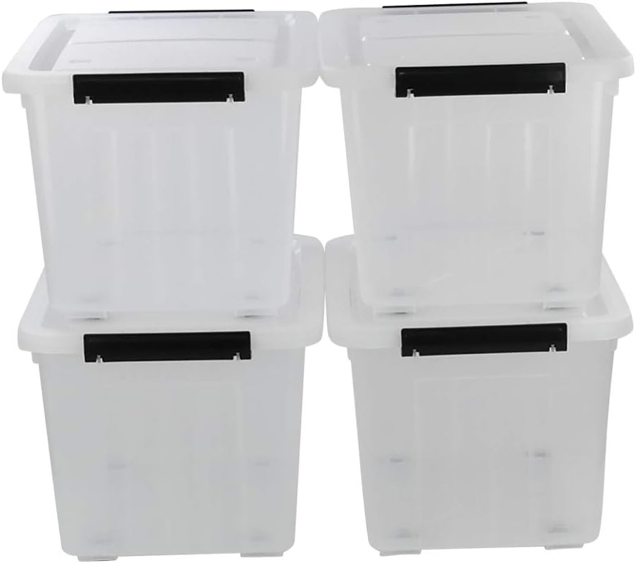 30 L Clear Plastic Storage Box with Wheels, 4-Pack P23981