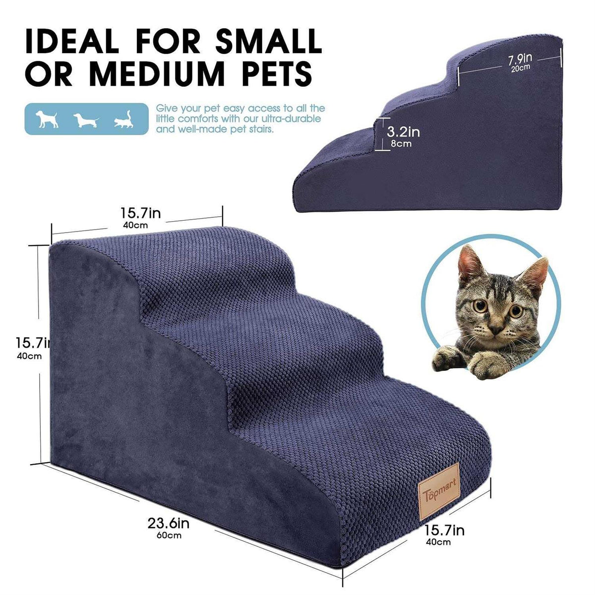 3 Tiers Non-Slip High Density Foam Dog Steps G46446