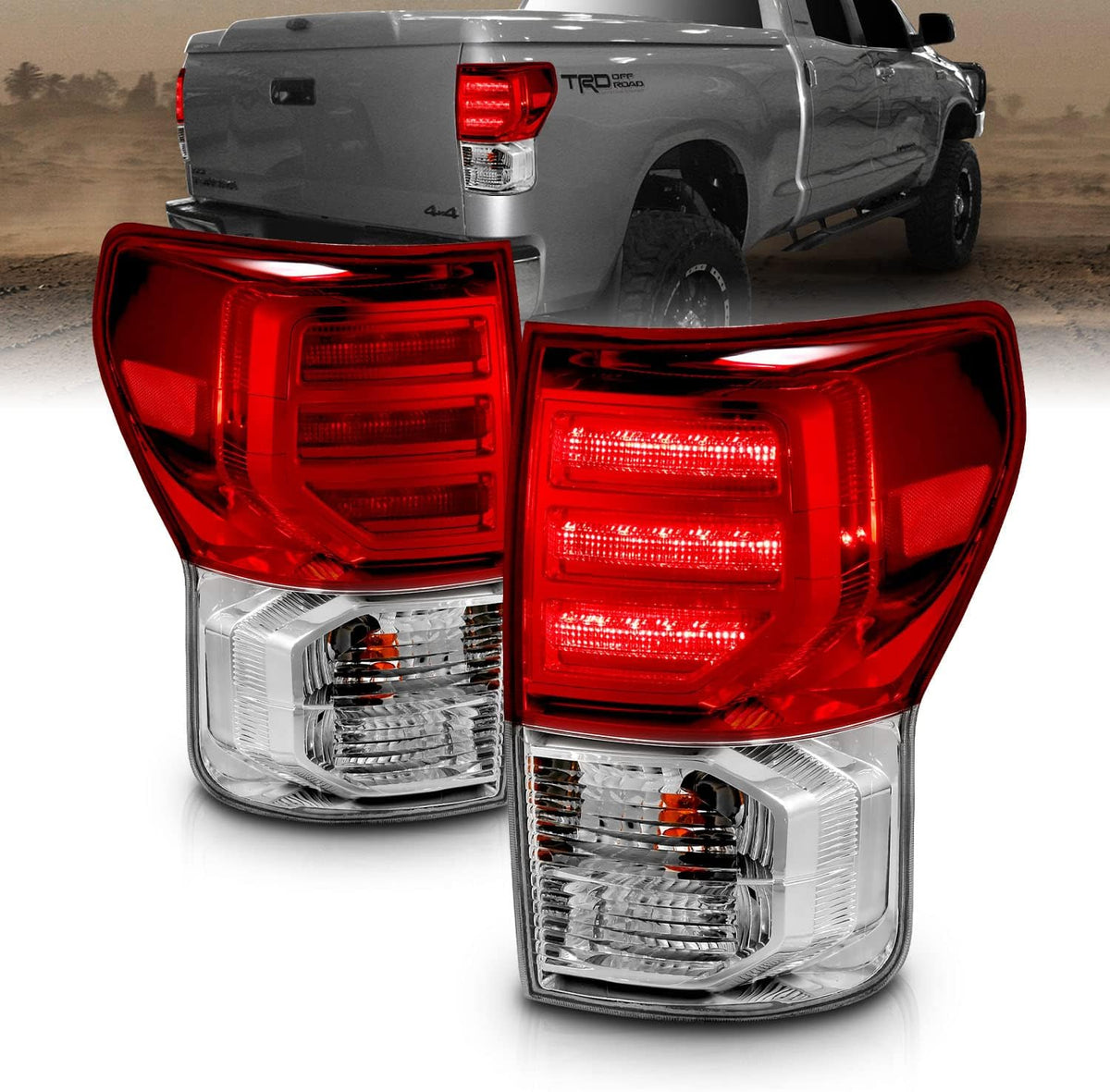 Clear Red LED Brake Tail Lights Bulb Included Set C53246