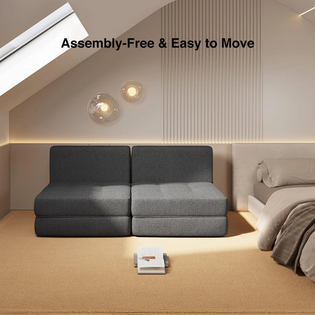 Light Gray Sleeper Sofa Bed N849