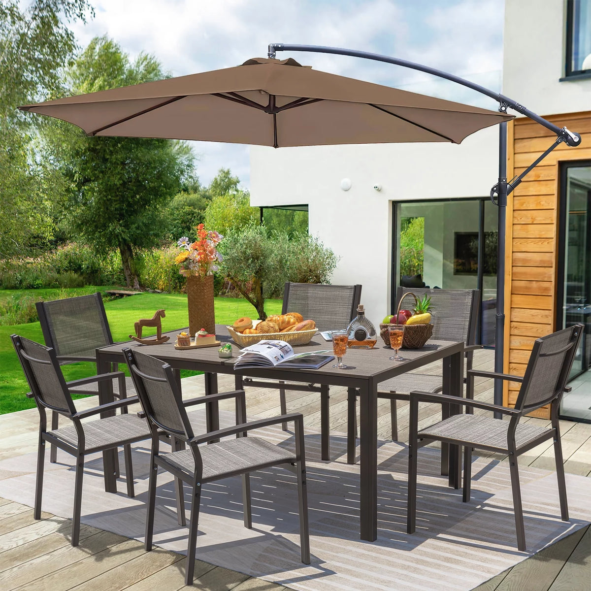 7 Pieces Patio Conversation Set Light Gray C155646