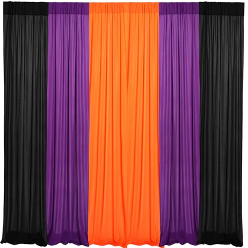 6 Pcs Black Orange Purple Curtains F426181