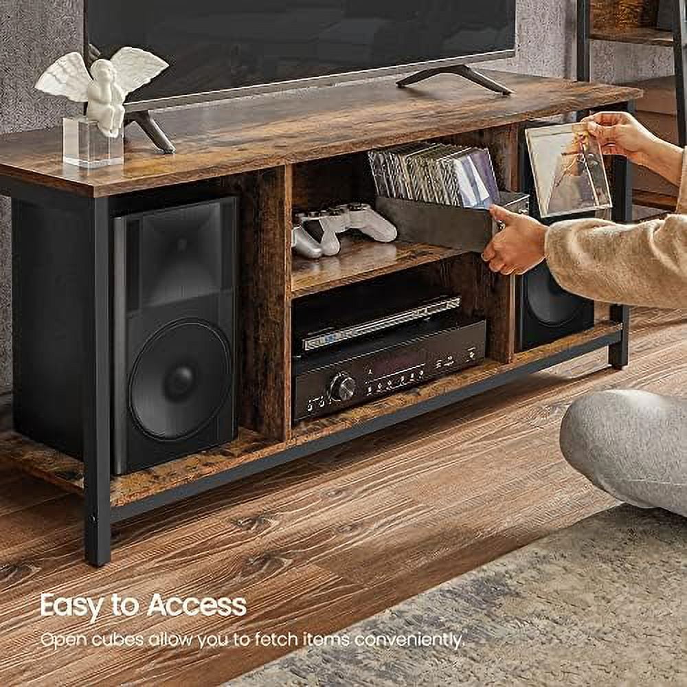 Rustic Brown and Black TV Stand up to 55 Inches with Shelving K47715