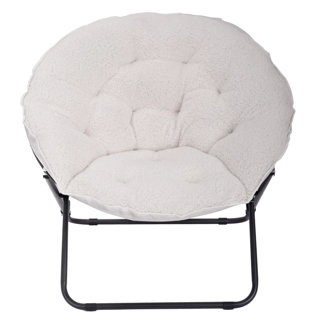 White Faux Shearling Saucer Chair O307