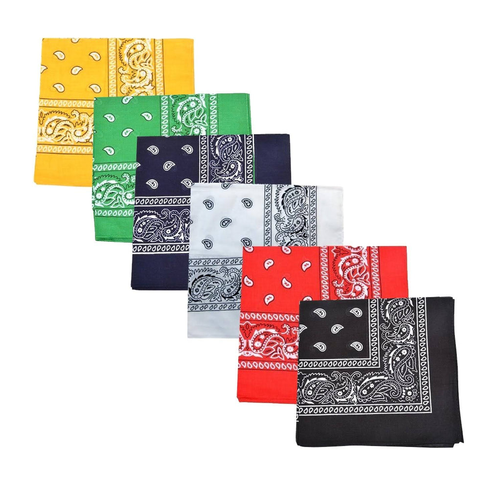 96 Pack 100% Cotton Double Sided Paisley Bandanas P661