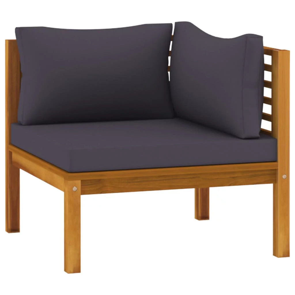 Dark Gray Cushions Solid Acacia Wood Corner Sofas W679525