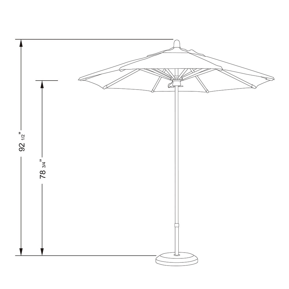 Indigo Fabric 7 1/2' Round Pulley Lift Umbrella M16123