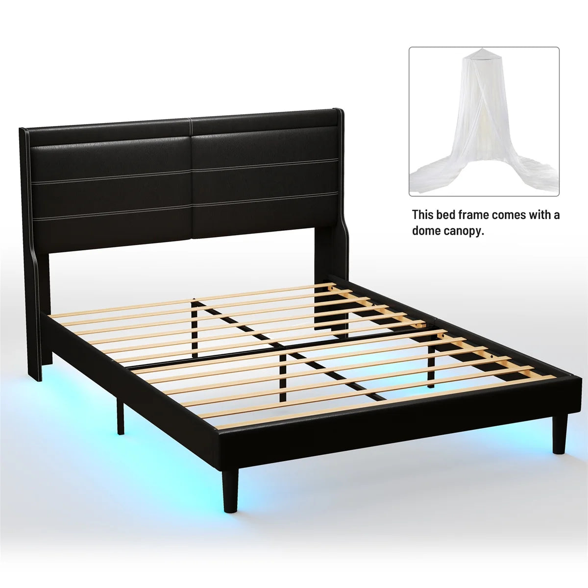 Queen Size Upholstered Bed with Lights Y7978