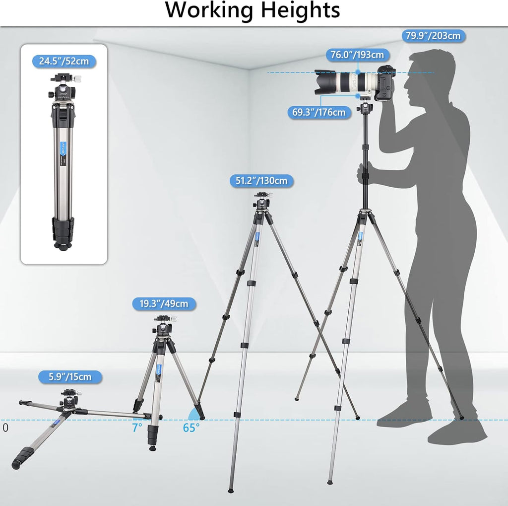 Camera Tripod Ultra Compact with 36MM Low Profile Ball Head, 10kg/22lb Load, Wireless Remote, Pack of 2 K10710