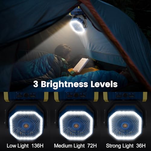 30000mAh Rechargeable Oscillating Camping Fan with LED Lantern H30170