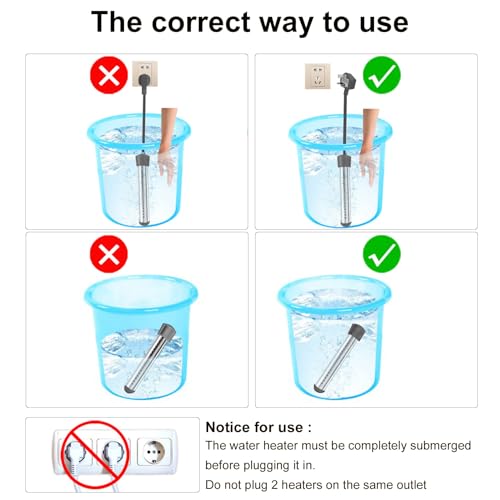 Portable Electric 304 Stainless Immersion Water Heater 2Pack J523