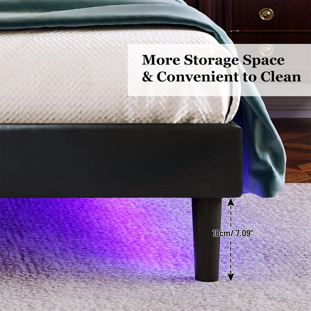 Queen Size Upholstered Bed with Lights Y7978