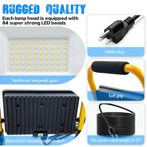 21,000 Lumen 2 Adjustable LED Work Light Heads Collapsible Tripod 6,500 Kelvin E668013