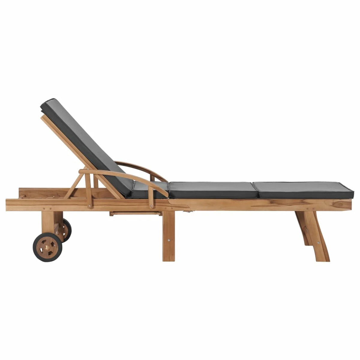 Adjustable Teak Wood Chaise Lounge Chair with Wheels M923642