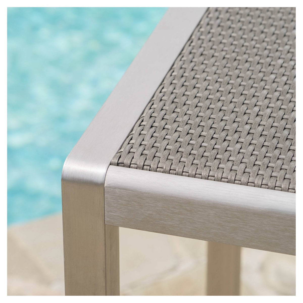 Gray Square Aluminum and Wicker Bar Table W795426