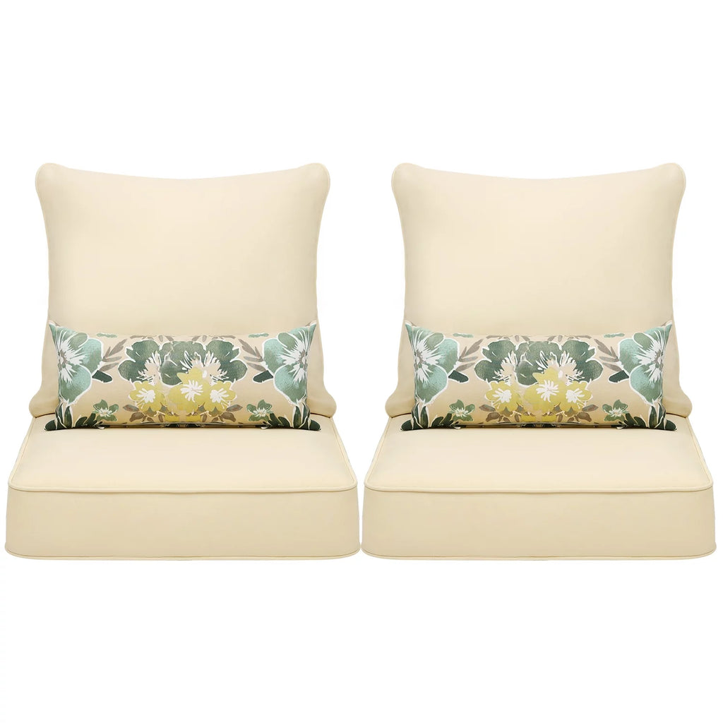 24'' x 24'' Outdoor Deep Seat Chair Cushion Set, Olefin Fabric (Set of 2 Seats, 2 Backs, 2 Pillows) T4379