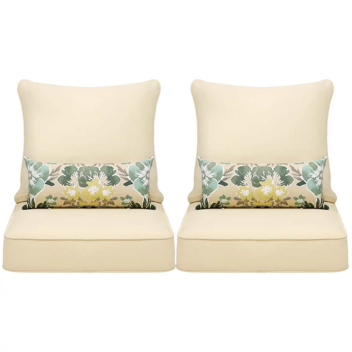 24'' x 24'' Outdoor Deep Seat Chair Cushion Set, Olefin Fabric (Set of 2 Seats, 2 Backs, 2 Pillows) T4379