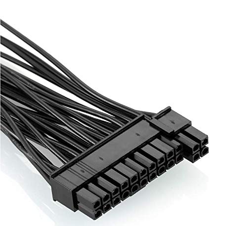 24 Pin PSU Power Supply Extension Cable Splitter Adapter Kit Black F51654