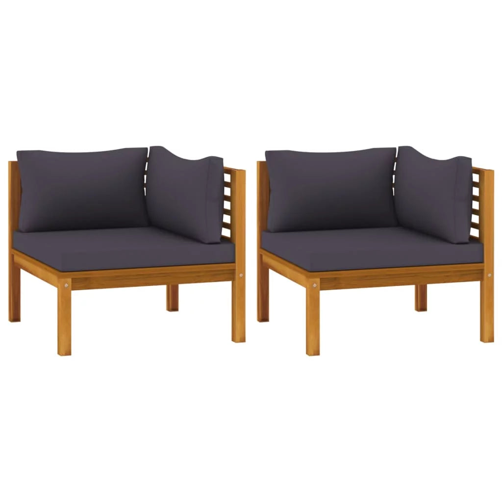 Dark Gray Cushions Solid Acacia Wood Corner Sofas W679525