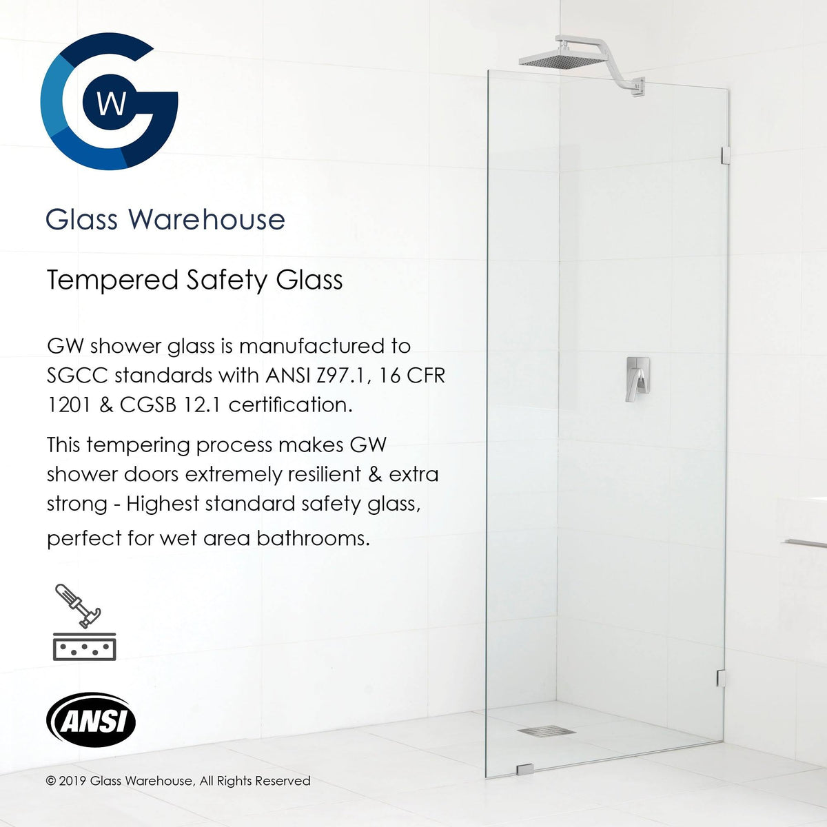 Chrome Hinged Frameless Shower Door Q71604