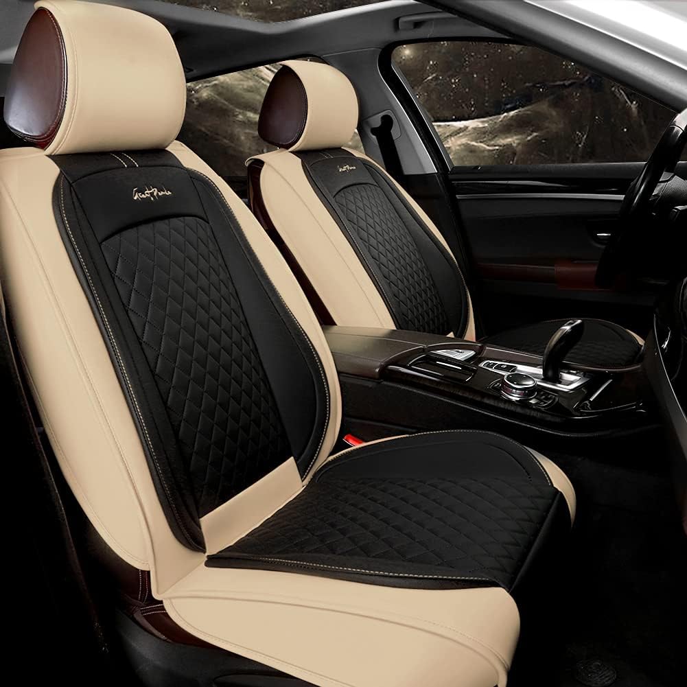 Gray and Black Faux Leather Car Seat Covers (1 Pair) C897