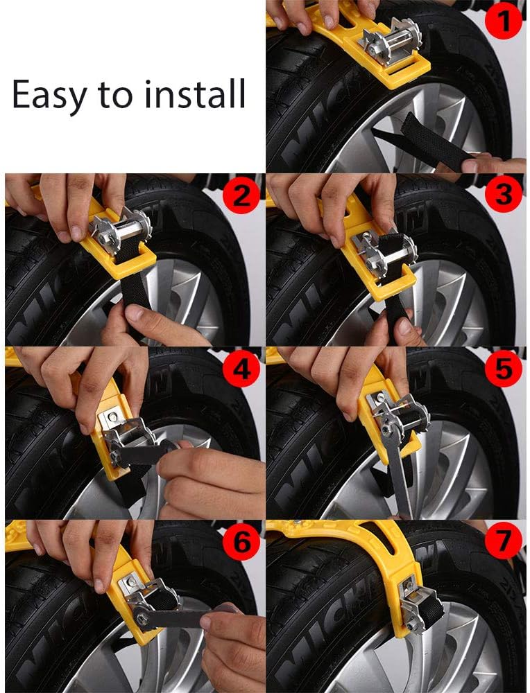 Universal Tire Chains 6Pcs Anti-Skid Snow Chains Portable Emergency Traction Car Snow Tyre Chains I50251