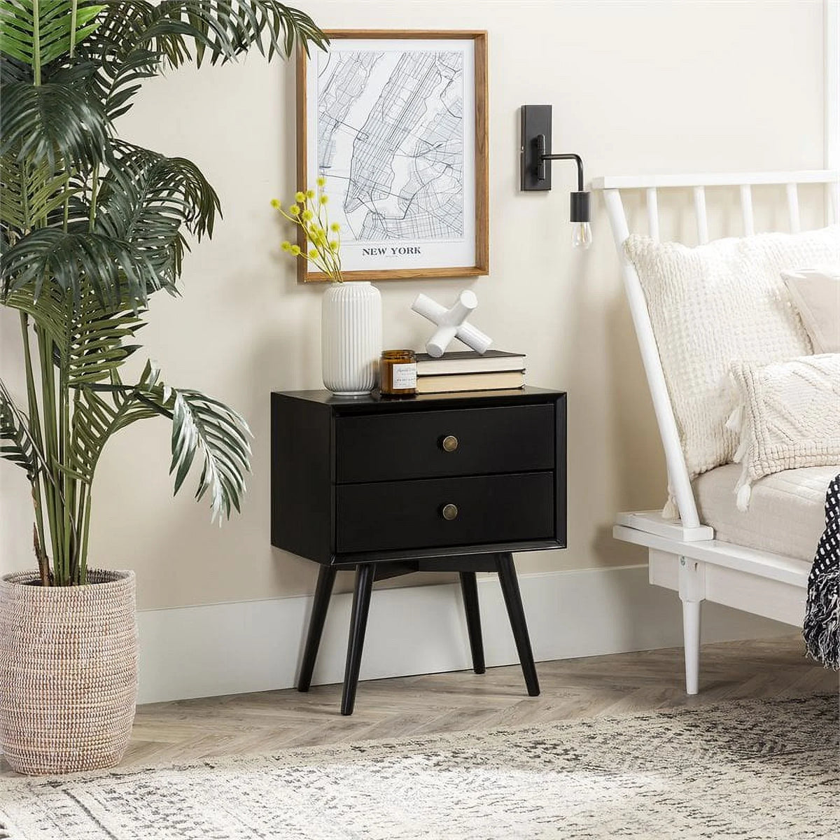 Black 2-Drawer Nightstand X31499
