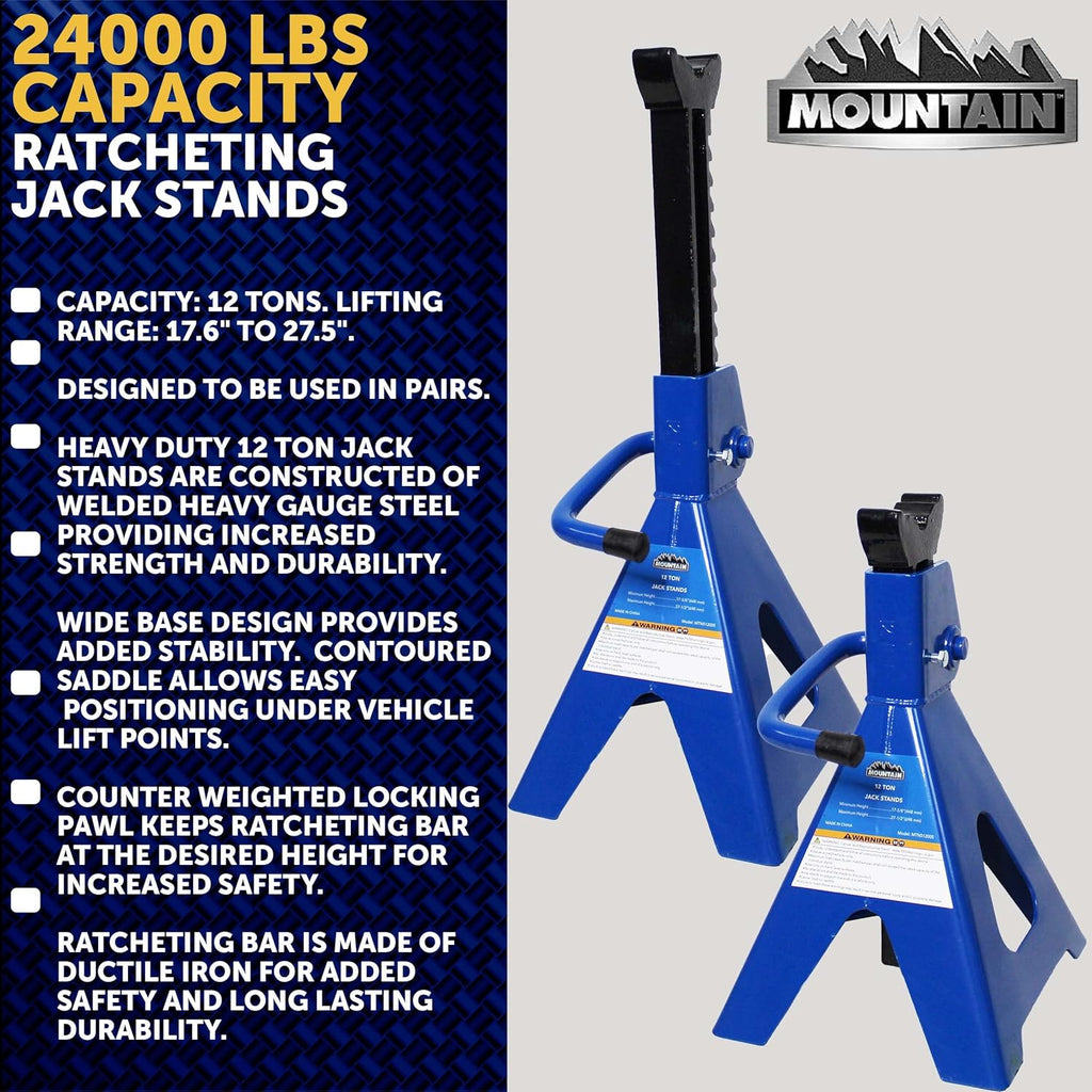 12 Ton Steel Jack Stands (Pair) J1940