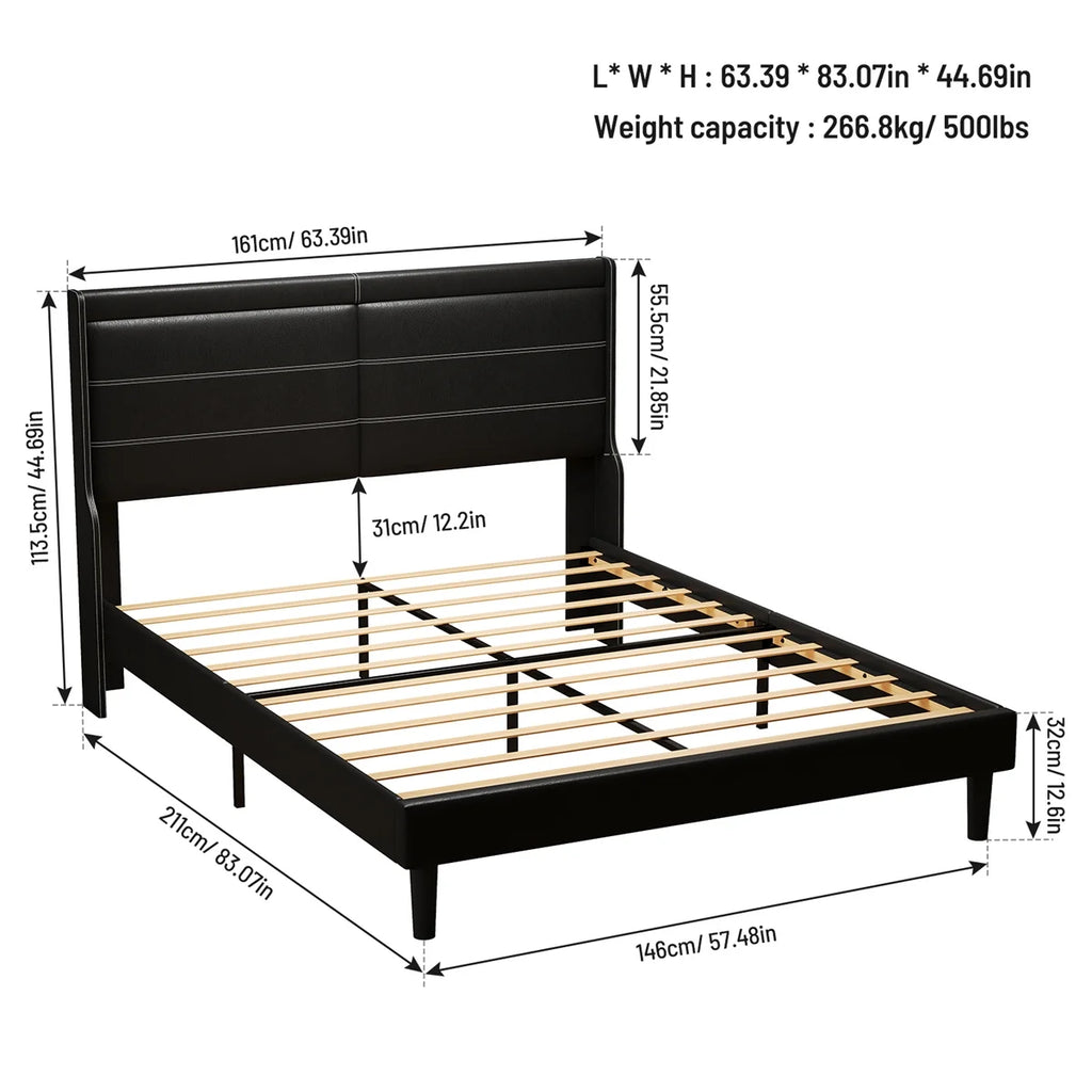 Queen Size Upholstered Bed with Lights Y7978
