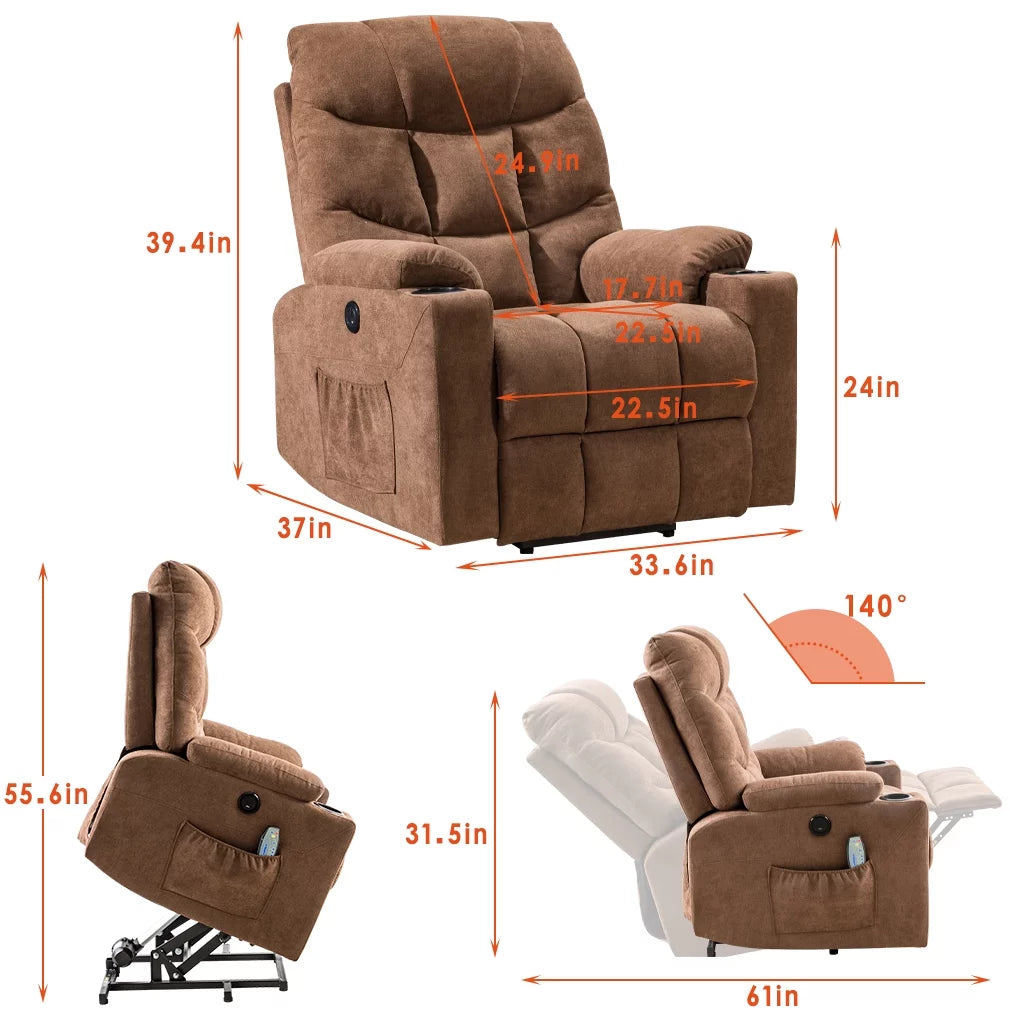 Brown Electric Lift Recliner with Cup Holders L325