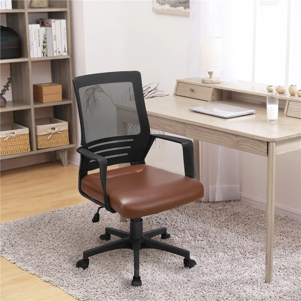 Brown Mesh Ergonomic Office Chair with Armrests A1518