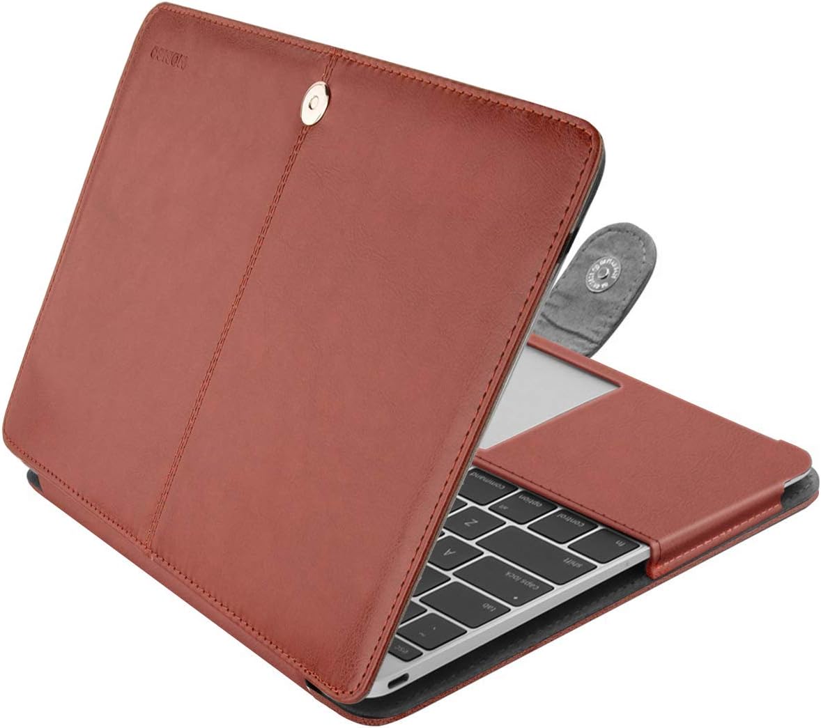 Brown PU Leather Book Folio Case for MacBook 12 inch A1534 B497