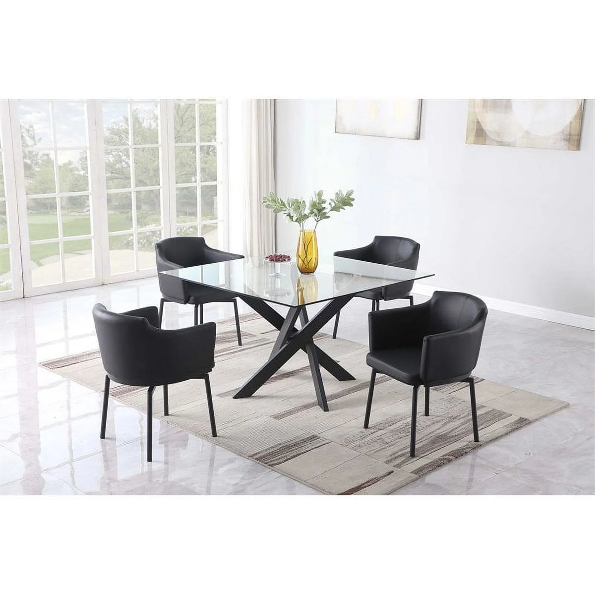 48" Round Steel and Glass Dining Table G372