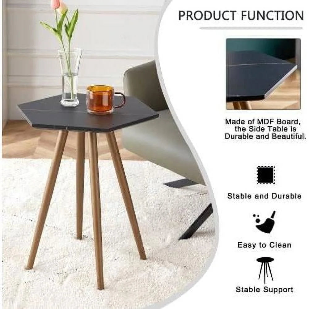 Faux Marble End & Side Table with Dark Metal Legs G21838