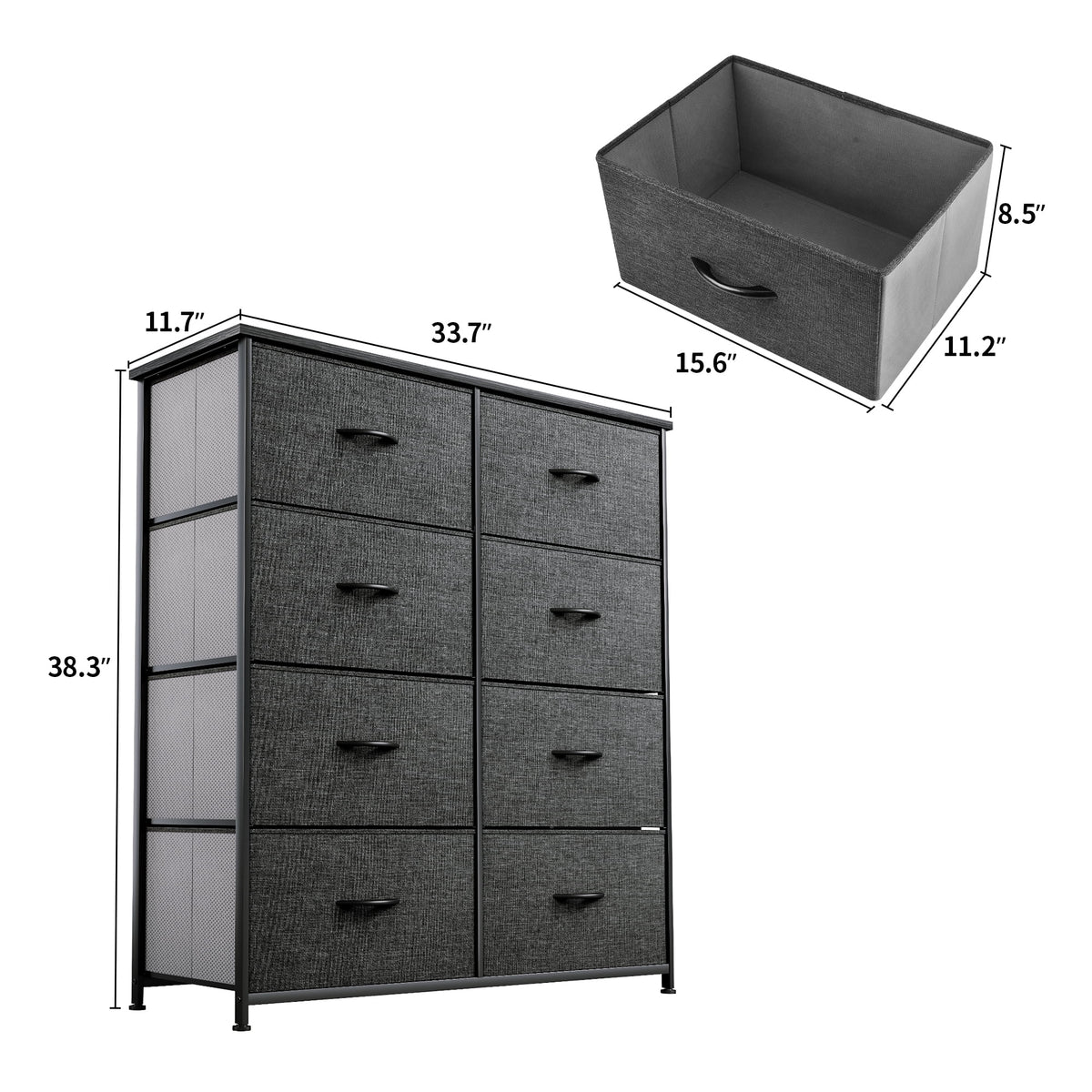 Light Gray 8 Drawer Storage Dresser R9517
