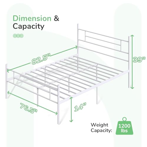 Full Size Metal Platform Bed Frame with Headboard and Footboard Z378
